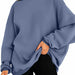 Color-Sea Blue-Women Clothing Hooded Pullover Oversized Loose Casual Brushed Hoody-Fancey Boutique