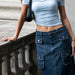Color-Light Blue-Summer Tight Slimming Cropped All Match Off Neck Pleated Casual Women Clothing-Fancey Boutique