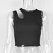 Summer Women Clothes Cropped Sleeveless Top Sexy Tight Solid Color Vest-Black-Fancey Boutique