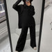 Color-Black Suit-Loose Casual Sweater Top Trousers Set-Fancey Boutique