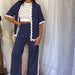 Spring Summer Comfortable Casual Single Breasted Lace Stitching Trousers Shacket-Navy Blue-Fancey Boutique