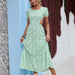 Floral Dress Sexy Chiffon Open Waist Large Swing Bohemian Dress Holiday Dress-Green-Fancey Boutique