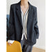 Color-Black-Full Korean Loose Long Sleeve Blazer Women Design Blazer Top Blazer-Fancey Boutique