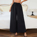 Women Clothing All Matching Casual Pants Elastic Waist Office Wide Leg Pants Trousers-Black-Fancey Boutique