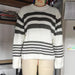 Striped Contrast Color Knitwear Casual All Matching Tops Pullover Women-White-Fancey Boutique