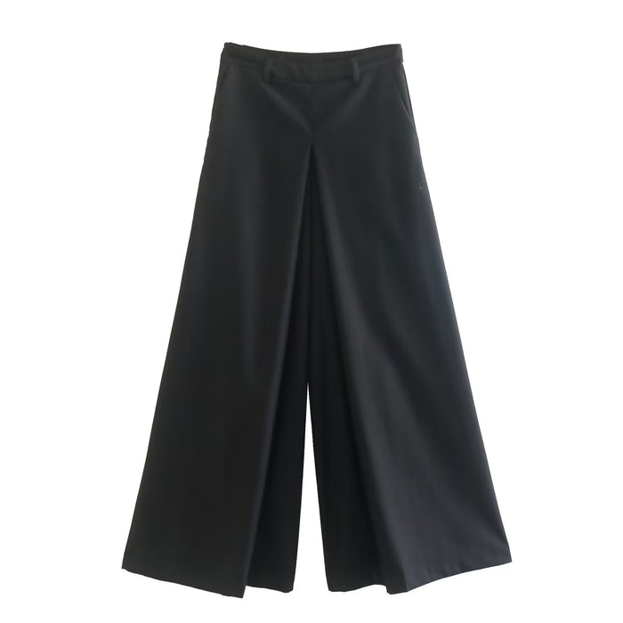 Color-Black-Autumn Winter Elegant High Waist Slimming Loose Wide Leg Pants Work Pant Women-Fancey Boutique