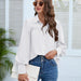 Color-White-Women Clothing Spring Autumn Chiffon Shirt Women Shirt Pleated Long Sleeved Top Women-Fancey Boutique