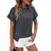 Summer Round Neck Outside Seam Twist Strip Short Sleeve Loose T Shirt Women-Dark Grey-Fancey Boutique