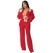 Color-Red-Sexy Pleated Cardigan Three-Piece Set Women-Fancey Boutique