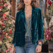 Color-Peacock green-Gold Velvet Short Top for Women Clothing Small Business Blazer-Fancey Boutique