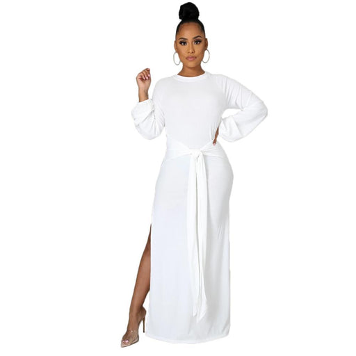 Color-White-Solid Color Casual Loose Women Wear Dress-Fancey Boutique