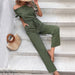 Color-Army Green-Summer Women Clothing off the Shoulder Solid Color Jumpsuit-Fancey Boutique