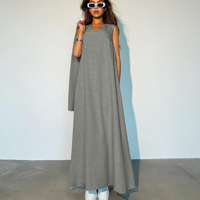 Women Clothing Loose Fitting Long Sleeves Shirt Vest Maxi Dress Two Piece Shirt Skirt Set-Fancey Boutique