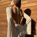 French Sexy Backless Dress Knitted Thin Autumn Winter Vacation Dress-Khaki-Fancey Boutique