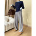 Color-Gray-French Laziness Tone Pit Corduroy plus Velvet Thickened Drooping Smooth Feeling Casual Straight Leg Wide Leg Pants-Fancey Boutique