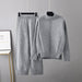 Color-Gray-Turtleneck Pullover Thickened Knitting Sweater Casual Set Women Autumn Winter Loose Idle Wide Leg Pants Two Piece Set-Fancey Boutique