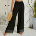 Color-Black-Casual Vacation Loose Ruffled Wide Leg Beach Sun Protection Casual Pants-Fancey Boutique