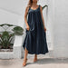 Color-Purplish blue-Women Solid Color Sling Dress Summer-Fancey Boutique