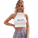 Color-White-Women Clothing Sling Letter Graphic Sleeveless Vest Spring Summer-Fancey Boutique