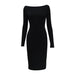 Women Clothing Long Sleeve Sexy Backless Dress with Zipper Elegant Pure Slit Midi Dress-Black-Fancey Boutique