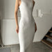 Knitted Turtleneck Sleeveless Tight Spring Summer Mid Length Dress Elegant French Dress-White-Fancey Boutique