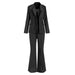 Color-Black-Niche Design Socialite Set Spring Autumn Sneaky Design Sexy Suit Bell Bottom Pants Three Piece Set-Fancey Boutique