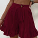 Color-Burgundy-Shorts Casual Wide Leg Loose Shorts Summer New Women Clothing High Waist Shorts-Fancey Boutique