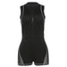 Color-Black-Women Clothing Autumn Winter round Neck Zipper Sleeveless Stitching See through Sexy Tight Hip Lifting Jumpsuit-Fancey Boutique