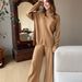 Color-Khaki Suit-Autumn Winter Long Sleeve Loose Casual Sweater Knitted Top Trousers Set-Fancey Boutique