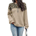 Color-Apricot-Winter Leopard Splicing Drop Shoulder Zipper Sweater Women Casual Thermal Long Sleeve Top Women-Fancey Boutique