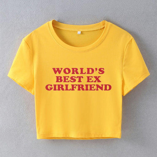 Color-Yellow-World Best Ex Girlfriend Street Hipster Short Slim Fit Short Sleeve-Fancey Boutique