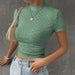 Slim T shirt Solid Color Women Sexy Hollow Out Cutout out Cropped Short Small Shirt Women-Mint-Fancey Boutique