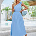 Color-Blue-Summer Women Clothing Fresh Solid Color Oblique Shoulder Waist Skirt Set-Fancey Boutique