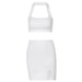 Color-White-Summer Popular Women Clothing Halter Backless Solid Color Skirt Outfit-Fancey Boutique