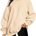 Color-Ivory-Women Clothing Round Neck Pullover Loose Casual Fleece Lined Oversized Sweater-Fancey Boutique