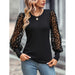 Fashionable T shirt Women Spring Slim Fit Slimming Color Matching Long Sleeve Top-Black-Fancey Boutique