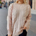 Color-Pink-Autumn Winter Retro Vertical Stripes Twist Round Neck Long Sleeve Knitted Pullover Thick Needle Sweater Women-Fancey Boutique