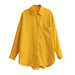 Color-Yellow-Yellow Shirt Korean Women Clothing Autumn Casual Loose Long Sleeve Corduroy-Fancey Boutique