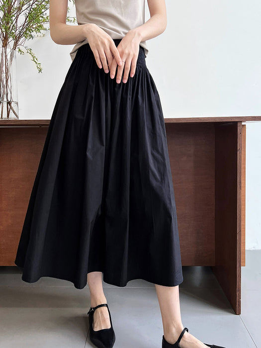 Color-Black-Pink High Waist Pleated Puffy A Line Skirt Mid Length Sweet Umbrella Skirt Women-Fancey Boutique