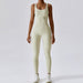 Color-Oat Milk-Spring Seamless Yoga Jumpsuit Dance Cinched Waist Slim Fit Sports Stretch Tight Jumpsuit-Fancey Boutique