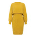 Color-Yellow-Sexy Knitted Dress Two Piece Set Autumn Winter Solid Color Long Sleeve Sweater Women-Fancey Boutique