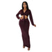 Color-Purple-Hooded Cropped Top Sexy High Waist One Step Skirt Two Piece Set-Fancey Boutique