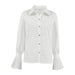 Autumn Design Bell Sleeve White Slim Fit Office Collared Shirt All Matching Simple Shirt Women Clothing-Fancey Boutique