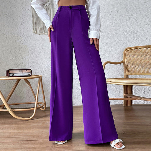 Color-Purple-High Waist Slimming Loose Wide Leg Pants Casual Trousers-Fancey Boutique