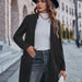 Color-Black-Casual Winter Women Clothing Cardigan Stand Collar Solid Color All Matching Medium Coat-Fancey Boutique