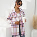 Color-Pink-Autumn Winter Women Clothing Plaid Long Collared Long Sleeve Coat-Fancey Boutique