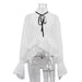 Women Clothing Sexy See through Smock Top Summer Bell Sleeve French Shirt-White-Fancey Boutique