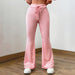 Color-Pink-Autumn Winter Street High Waist Lace Up Wide Leg Pants Casual Trousers-Fancey Boutique