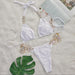 Color-White-Sexy Swimsuit Crystal Diamond Solid Color Women Split Bikini Beach Swimsuit-Fancey Boutique