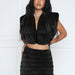 Color-Black-Women Clothing Short Skirt Vest Faux Fur Cotton Suit-Fancey Boutique